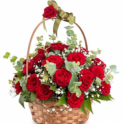 Hasır Sepette 25 Gül