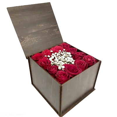 Ahşap Kutuda 12 Kırmızı Gül